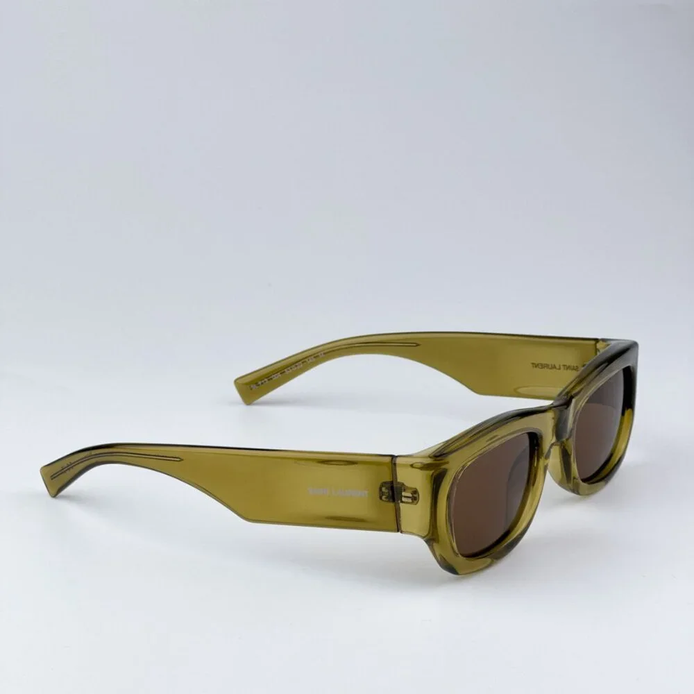 Saint Laurent SL713 004 BRAND NEW Sunglasses Acid Green Brown Rectangle Unisex